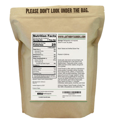 Anthonys Organic Carob Powder, Gluten Free, Non-GMO, Unsweetened, 1 lb
