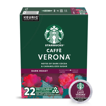 Starbucks K-Cup Coffee Pods, Dark Roast Coffee, Caff Verona For Keurig Coffee Makers, 100% Arabica, 1 Box (22 Pods)