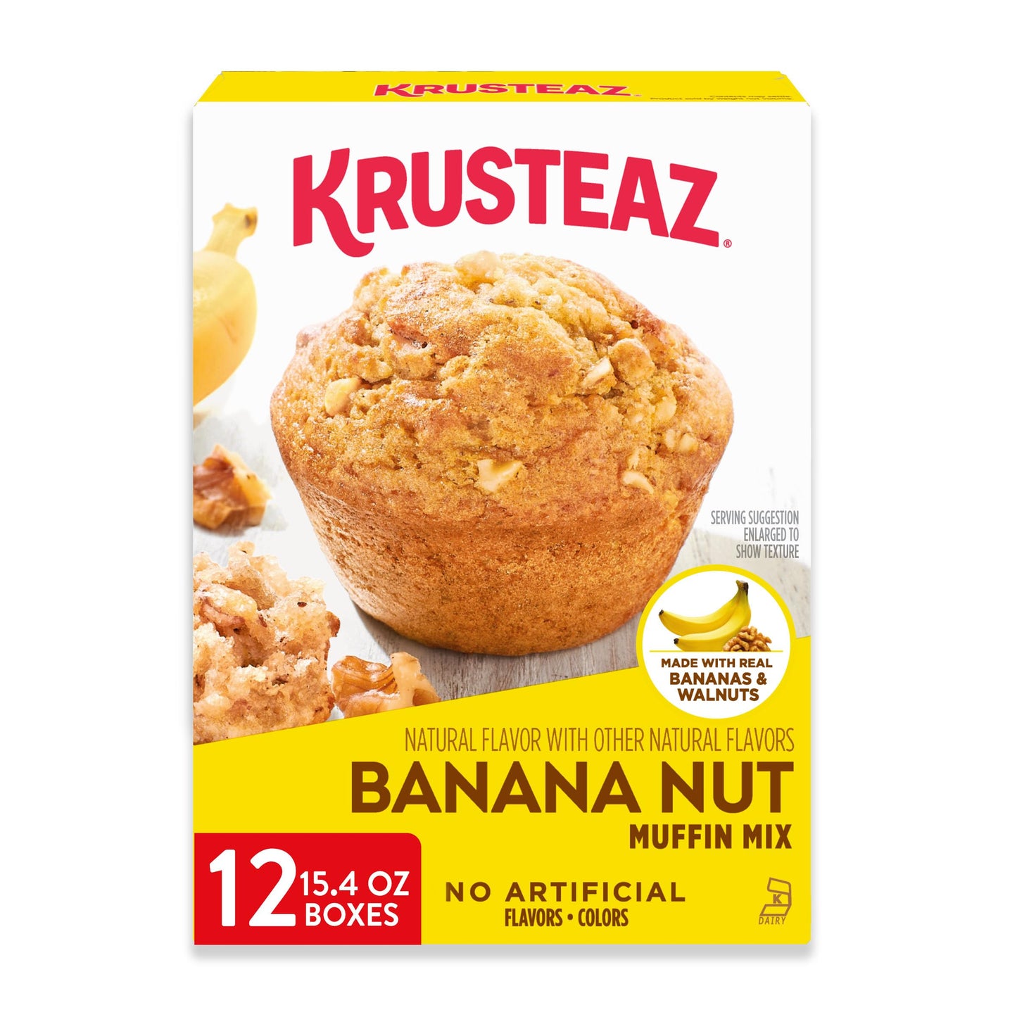 Krusteaz Banana Nut Muffin Mix, Made With Real Bananas and Walnuts, 15.4 oz Box (Pack of 12)