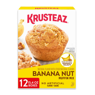 Krusteaz Banana Nut Muffin Mix, Made With Real Bananas and Walnuts, 15.4 oz Box (Pack of 12)