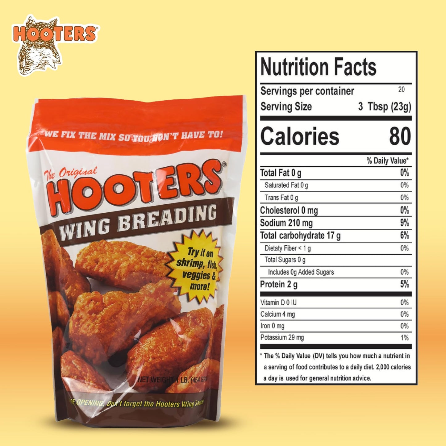The Original Hooters Wing Breading - Versatile Crispy & Crunchy Coating - Nutrient-Enriched Mix - Ideal For Chicken, Fish, & Veg