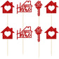 Gyufise Cupcake Toppers - 24 Pack Sweet Home Theme Decorations, Red, Paper