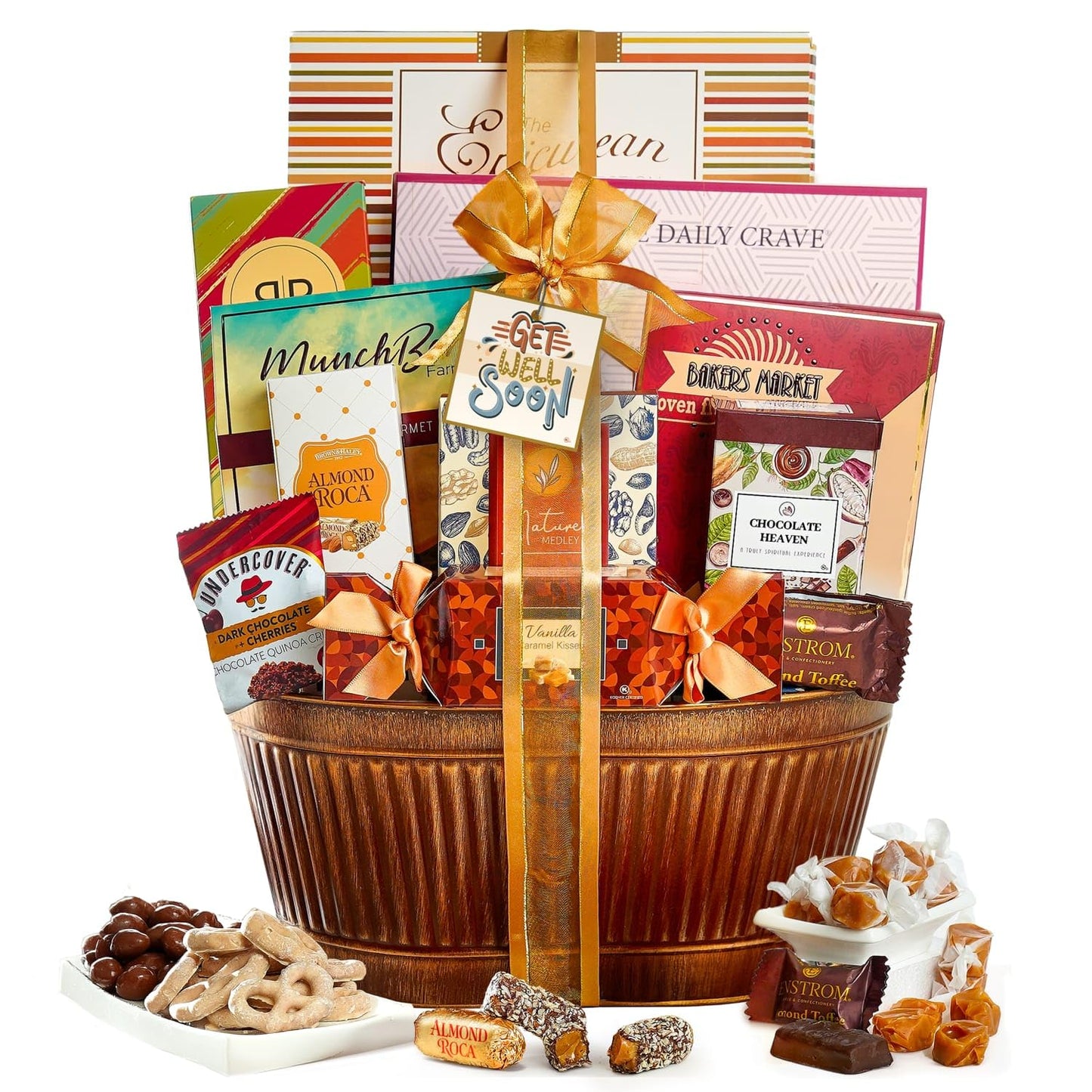 Get Well Basket - Care Package with Gourmet Snacks for Women & Men  After Surgery Gifts  Thinking of You   Feel Better Sweets  Gift Box by Broadway Basketeers