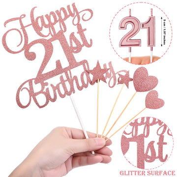 21St Birthday Cake Decorations Set Include 21St Birthday Candles Numeral 21 Cake Candles And Happy 21St Birthday Cake Toppers Wi