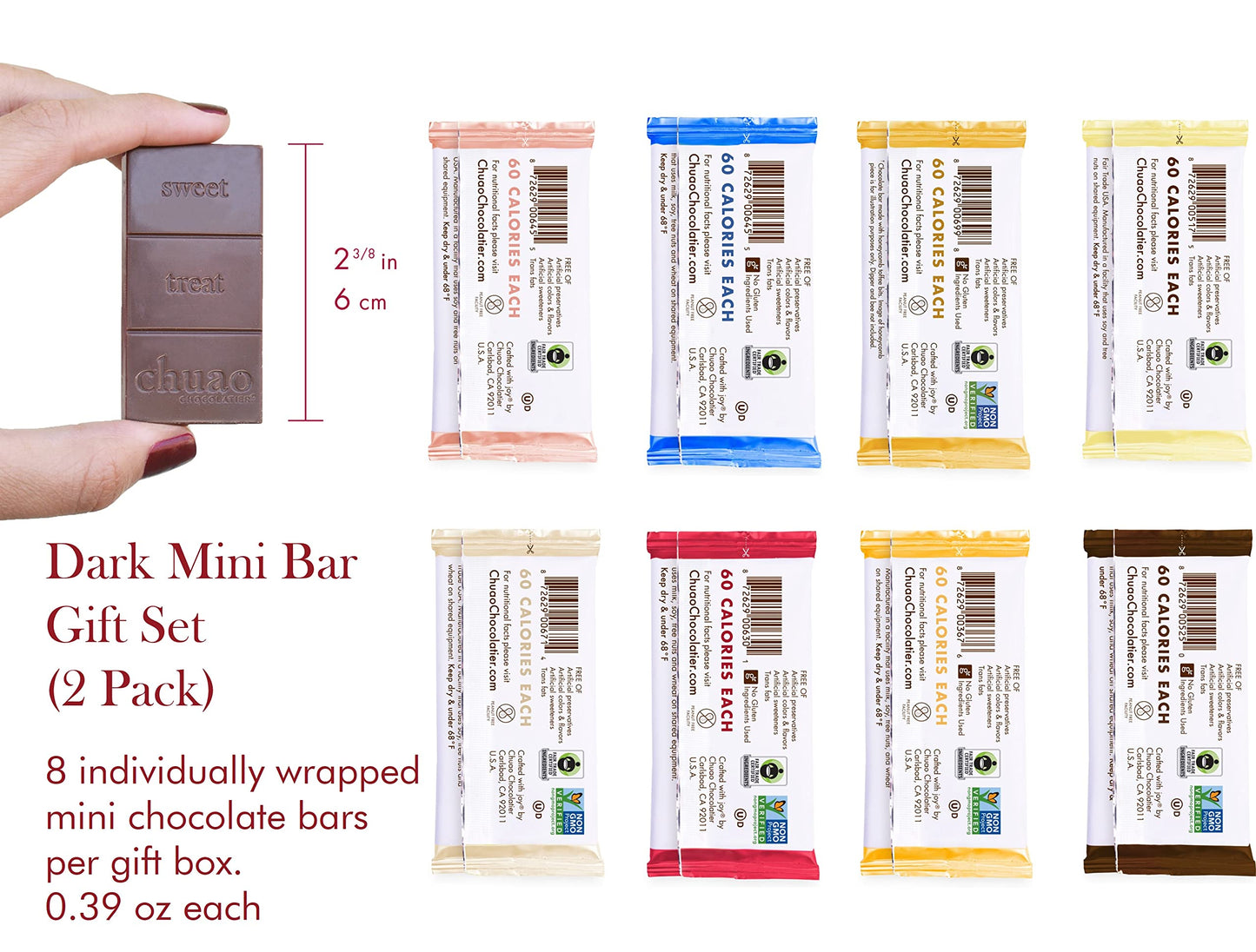 Chuao Chocolatier Dark Chocolate Mini Bar Gift Boxes | Gourmet For Gift Baskets, Birthday, Thank You, Care Package | 16 Mini Bars, 0.39 Oz Each