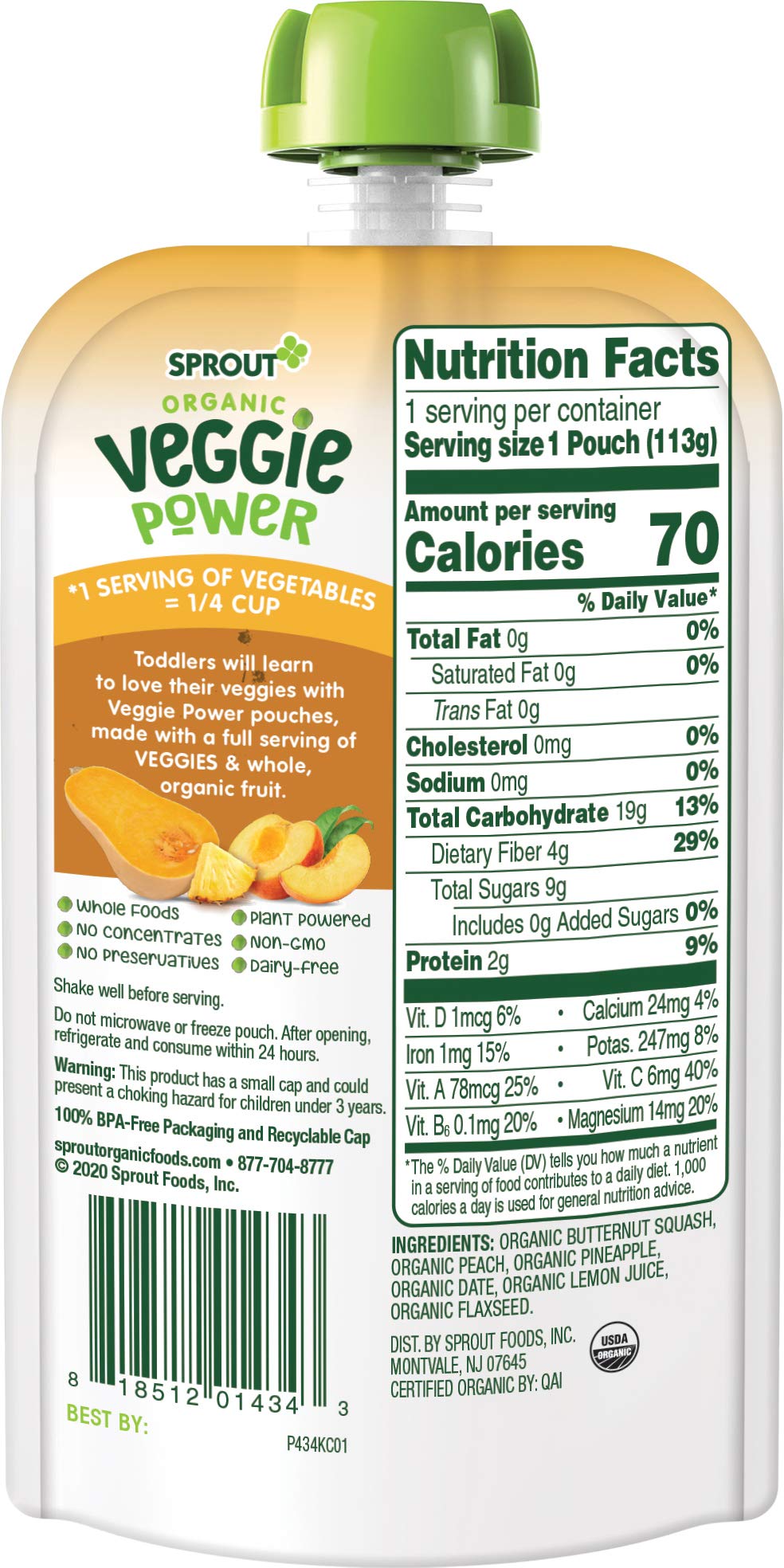 Sprout Organic Stage 4 Toddler Food Power Pak Pouches,6 Count (Pack Of 1)