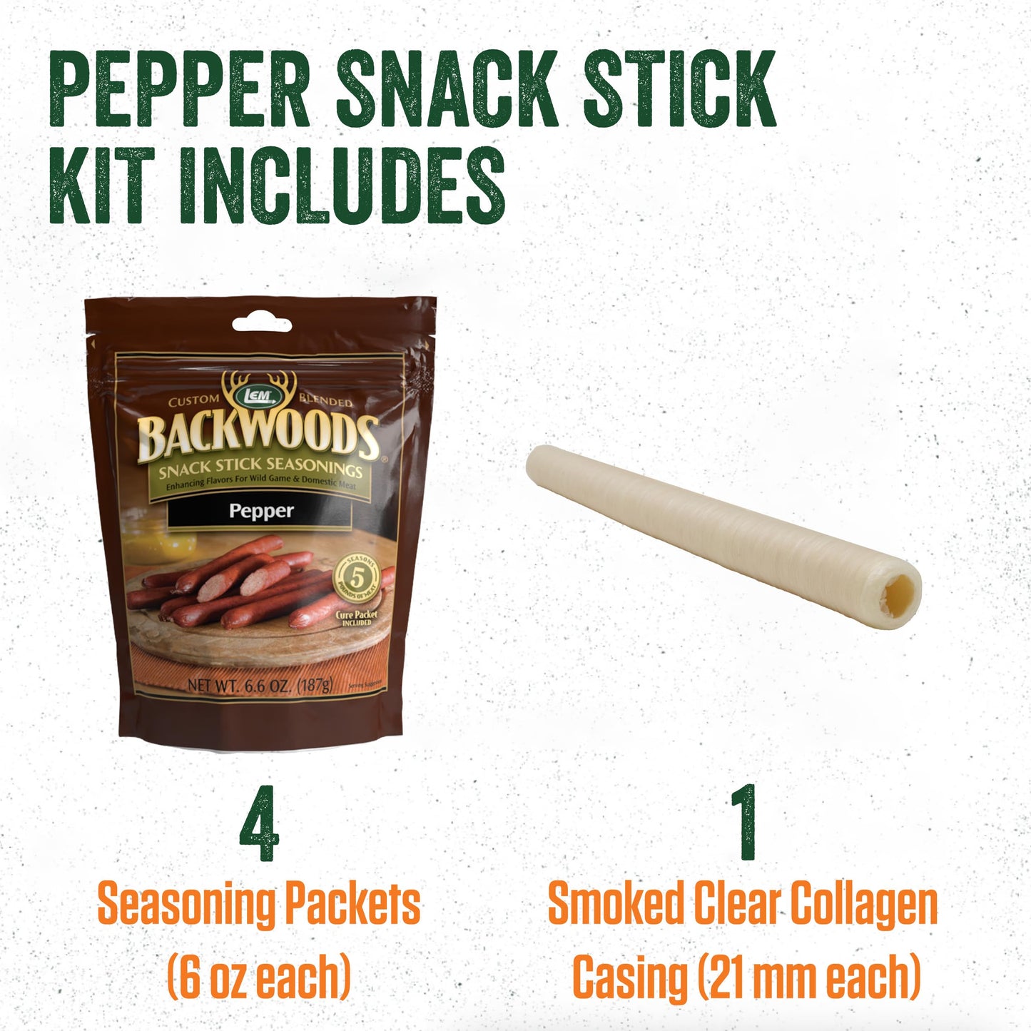 LEM Backwoods Pepper Snack Stick Seasoning Kit, Seasons 20 lbs, 1 lb Package, Includes Pre-Measured Cure Packet