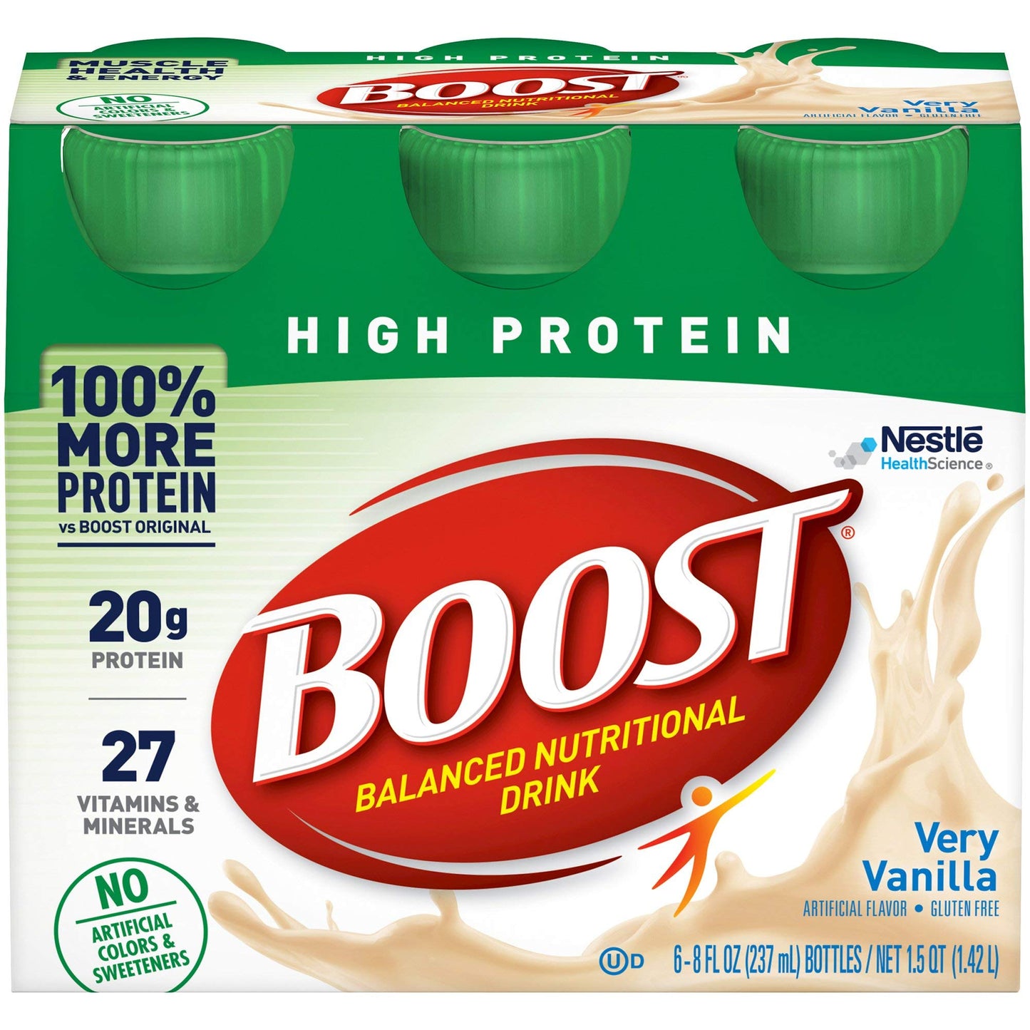 Boost High Protein Balanced Nutritional Drink, Very Vanilla, 8 Ounce Bottle (Pack Of 24)