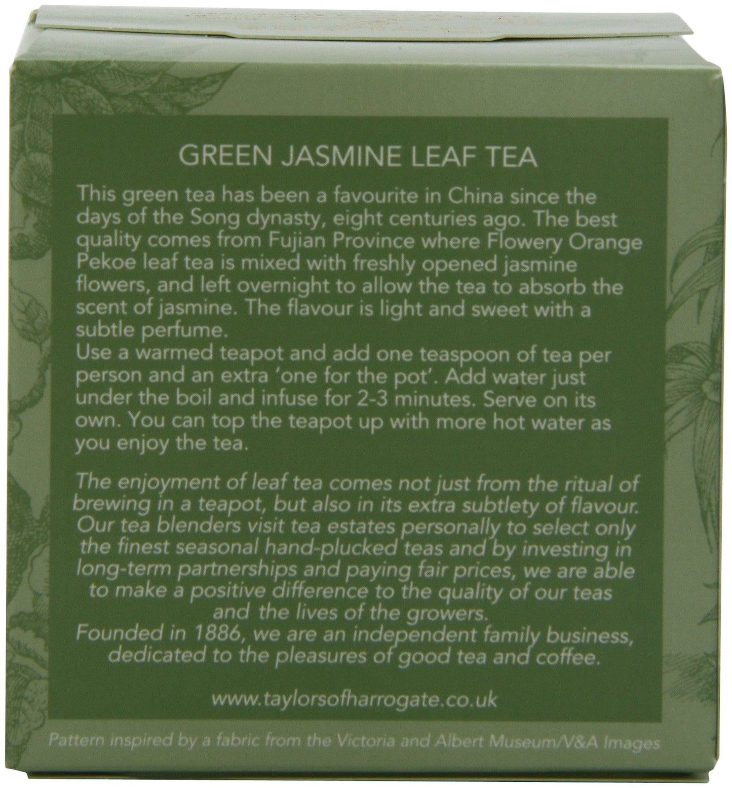 Taylors of Harrogate Green Tea with Jasmine Loose Leaf, 4.41 Ounce Carton, Pack of 6