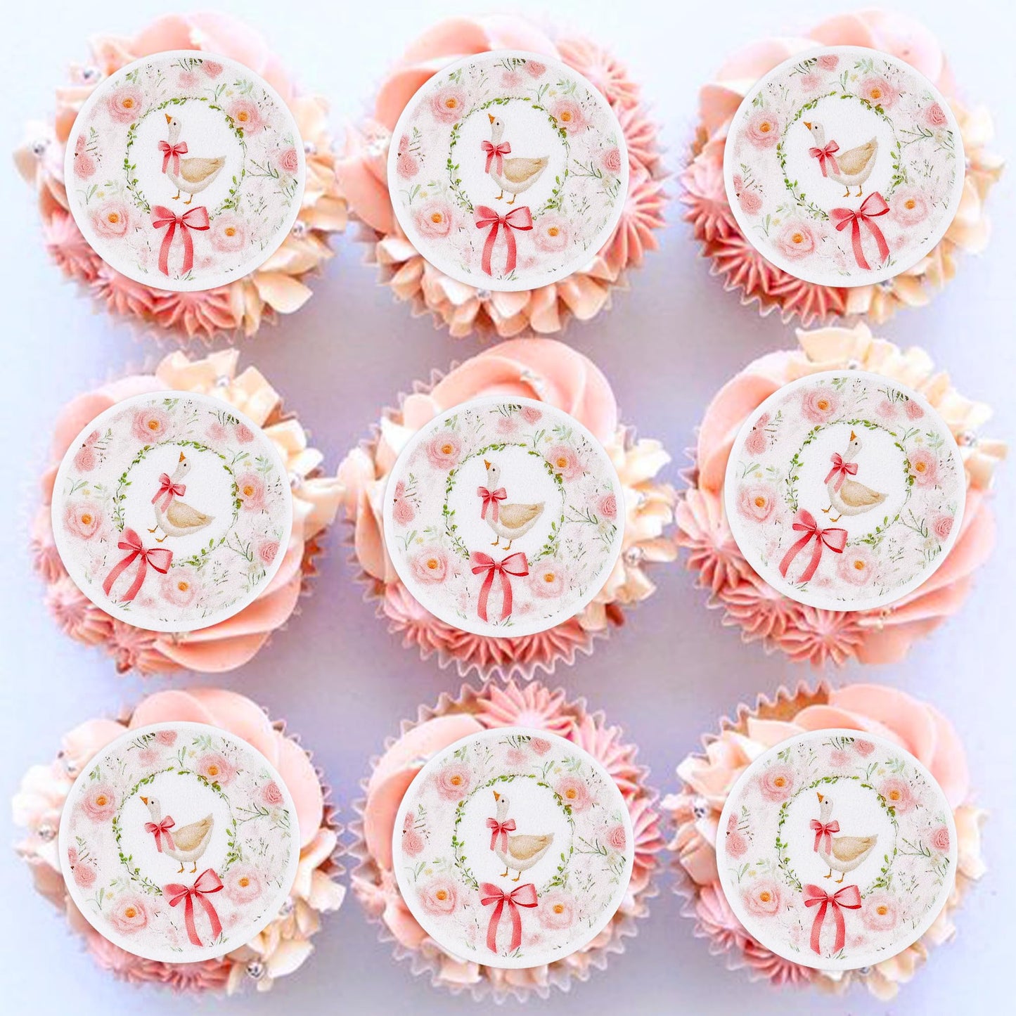 40PCS Silly Goose Party Cupcake Toppers Wafer Paper Goose Birthday Party Decorations Kids Baby Boy Girl Party Cake Decorations