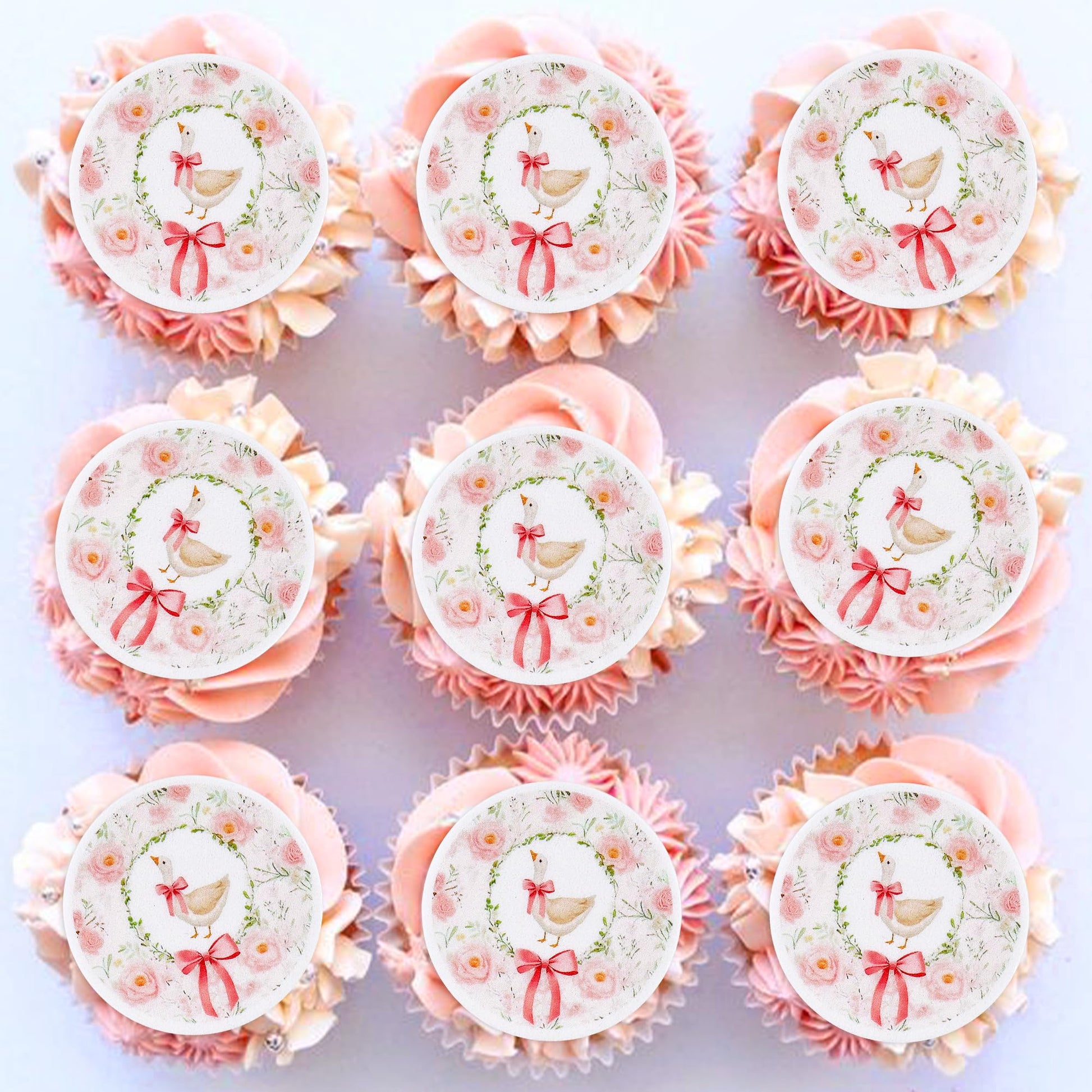 40PCS Silly Goose Party Cupcake Toppers Wafer Paper Goose Birthday Party Decorations Kids Baby Boy Girl Party Cake Decorations