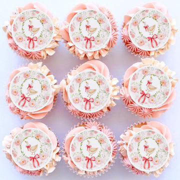 40PCS Silly Goose Party Cupcake Toppers Wafer Paper Goose Birthday Party Decorations Kids Baby Boy Girl Party Cake Decorations