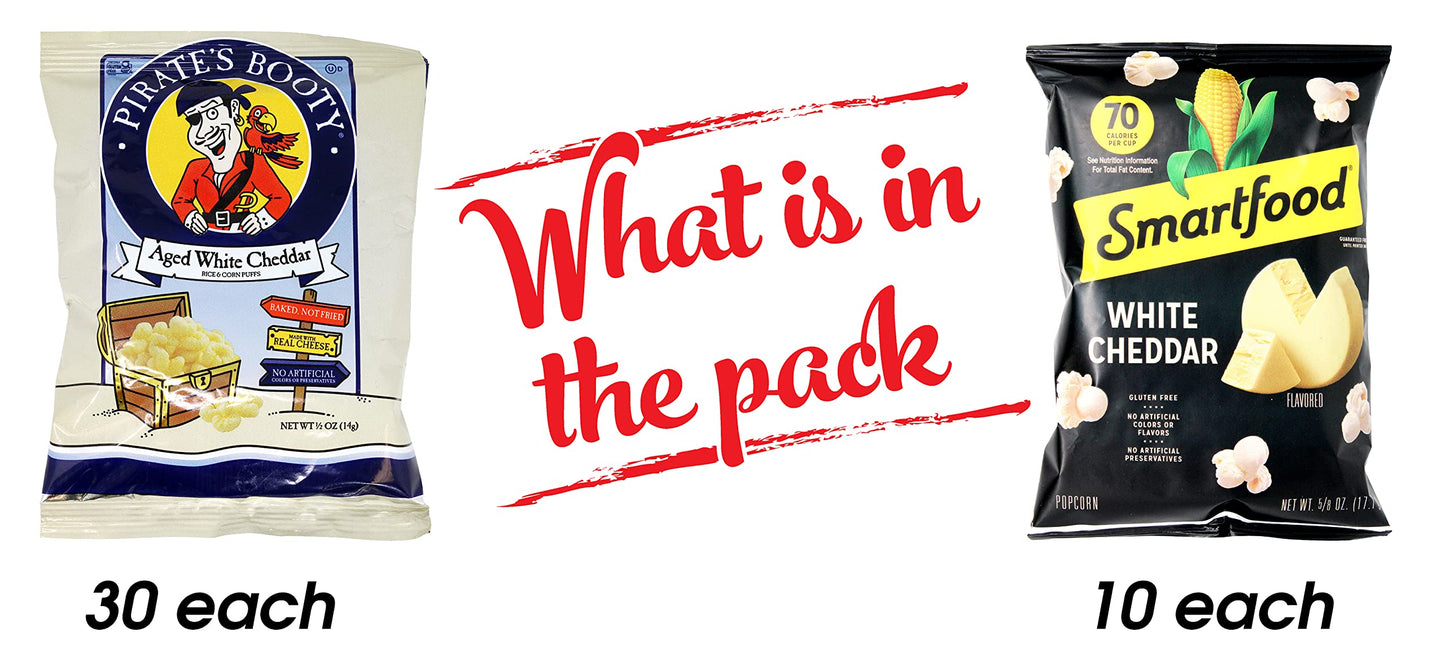 Niro Assortment | Popcorn Snack Pack | Individual Popcorn Snack Bags | Pirates Booty Aged White Cheddar And Smart Food White Che