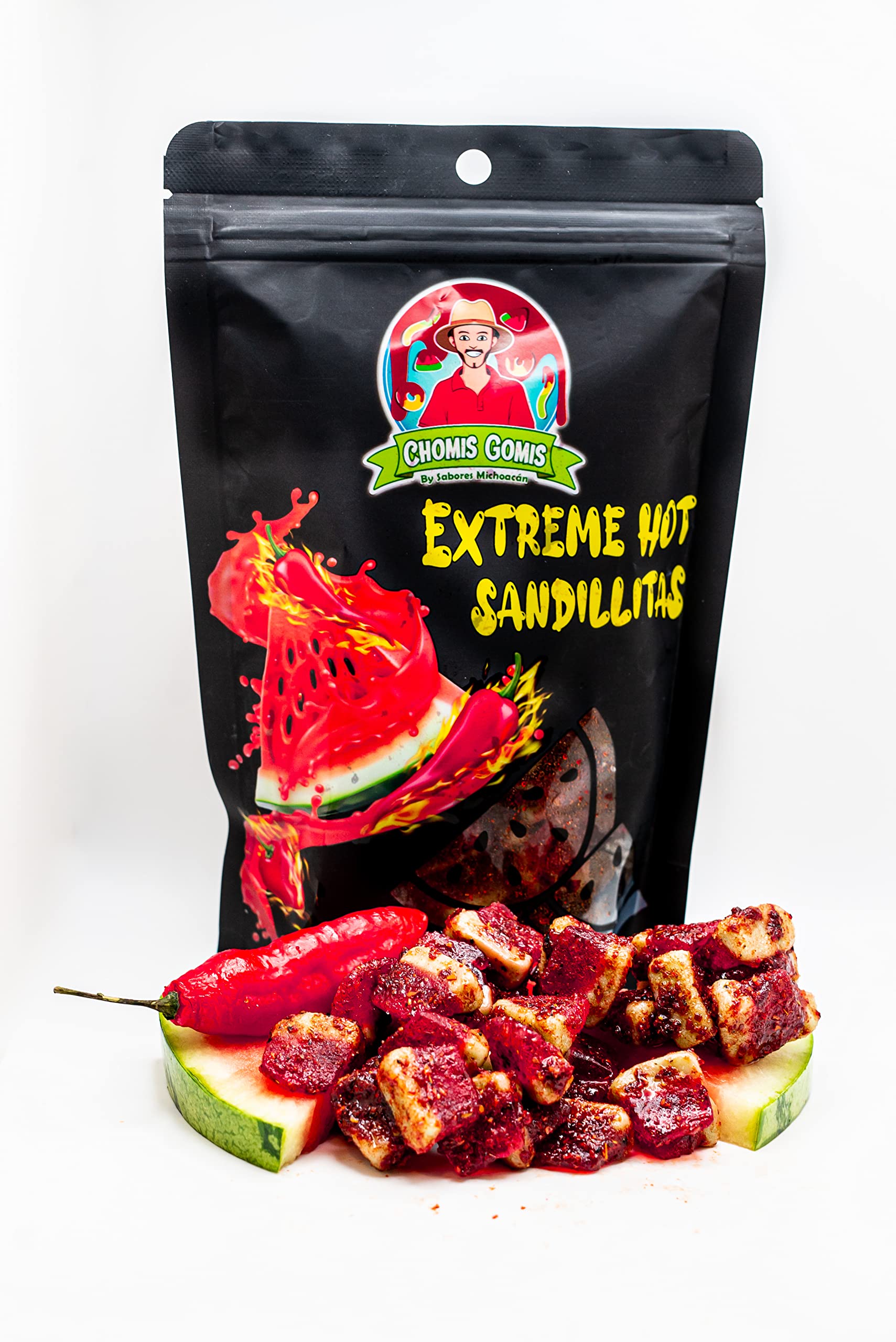Chomis Gomis Candy Chamoy Gummy - Extreme Hot Watermelon Flavor, Spicy Gummy Treat