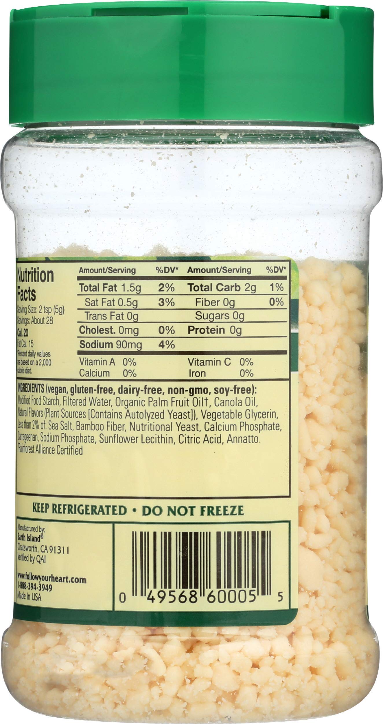 Follow Your Heart Parmesan Style Grated Cheese Alternative, 5 Ounce -- 8 per case.