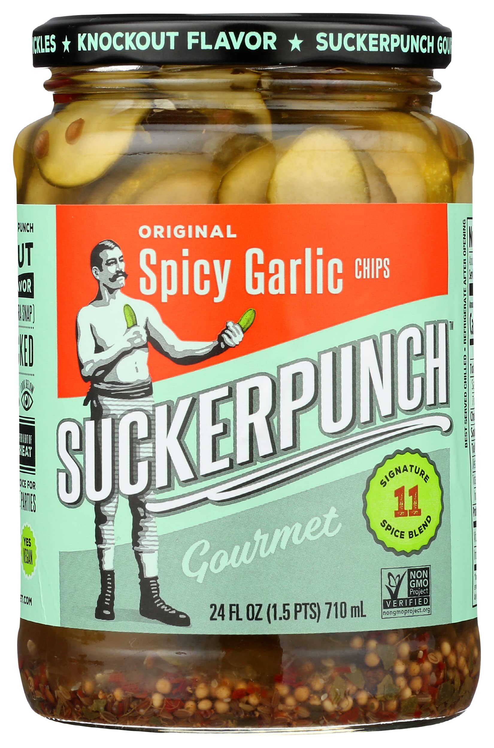 Suckerpunch Gourmet Pickle Chips Spicy Garlic  24 Oz (Pack of 6)