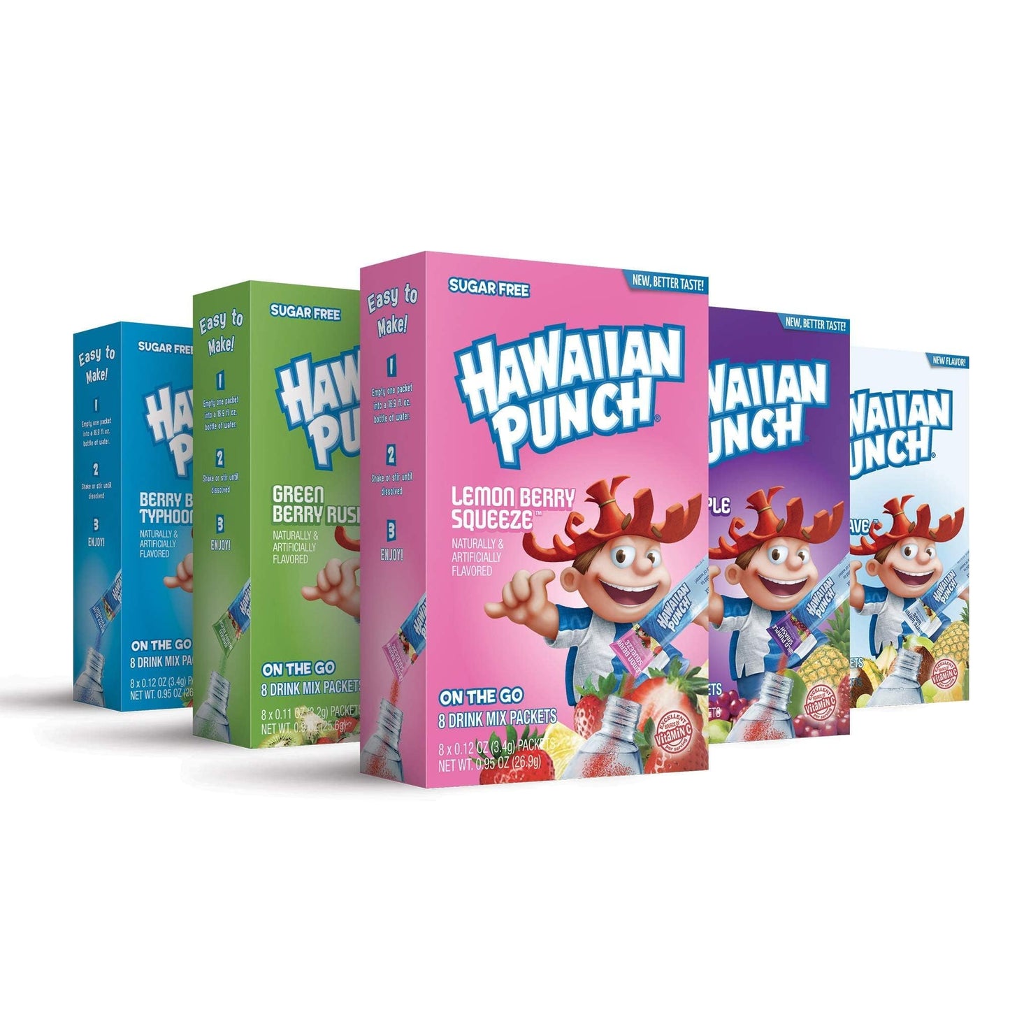 Hawaiian Punch, Paradise Variety Pack- Powder Drink Mix - (5 Boxes, 40 Sticks) - Sugar Free & Delicious, Excellent Source Of Vitamin C, Makes 40 Flavored Water Beverages