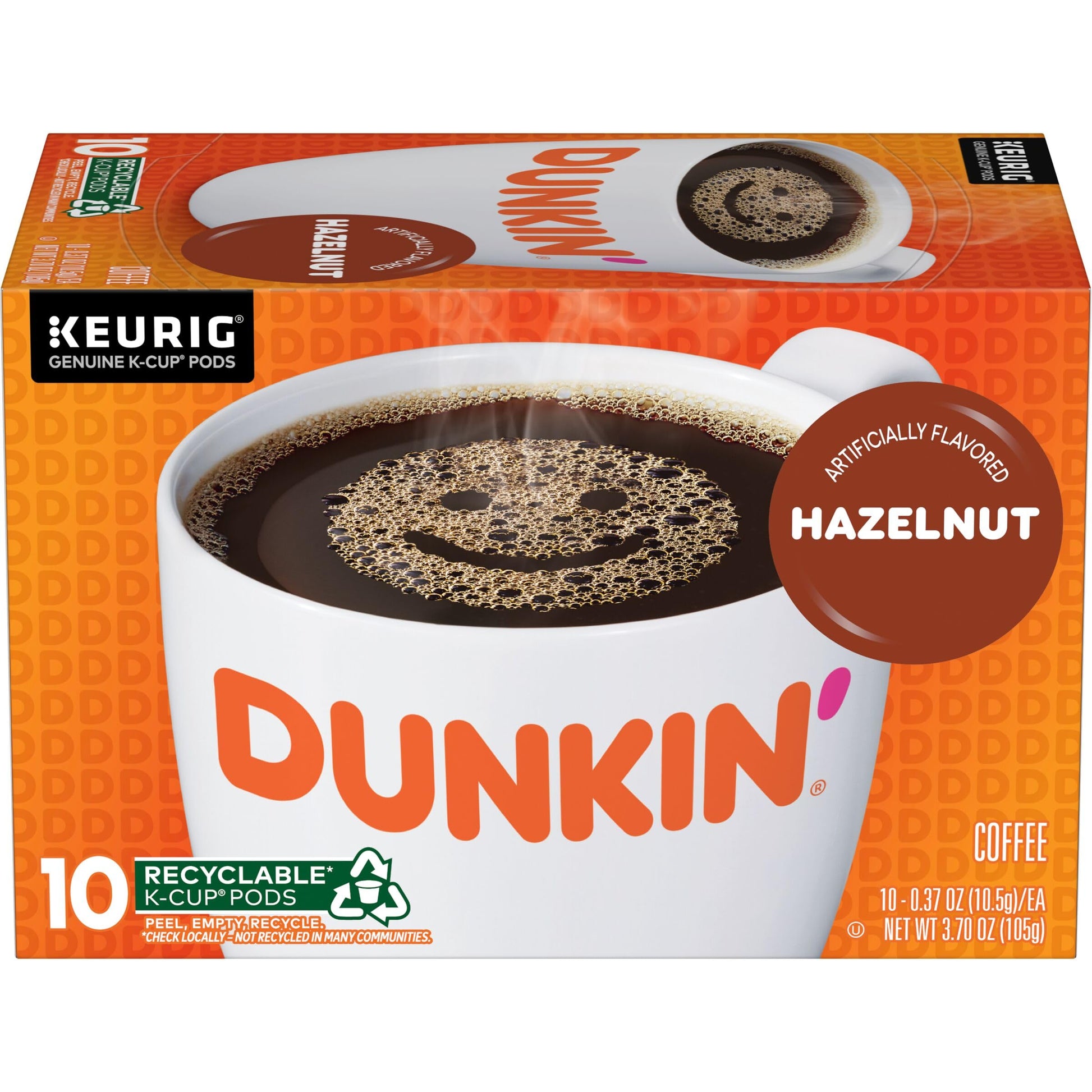 Dunkin' Hazelnut Flavored Coffee, 10 Keurig K-Cup Pods