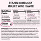 TEAZEN Mulled Wine Kombucha Tea, Sugar Free, Probiotics, 10 Sticks, 1.76oz