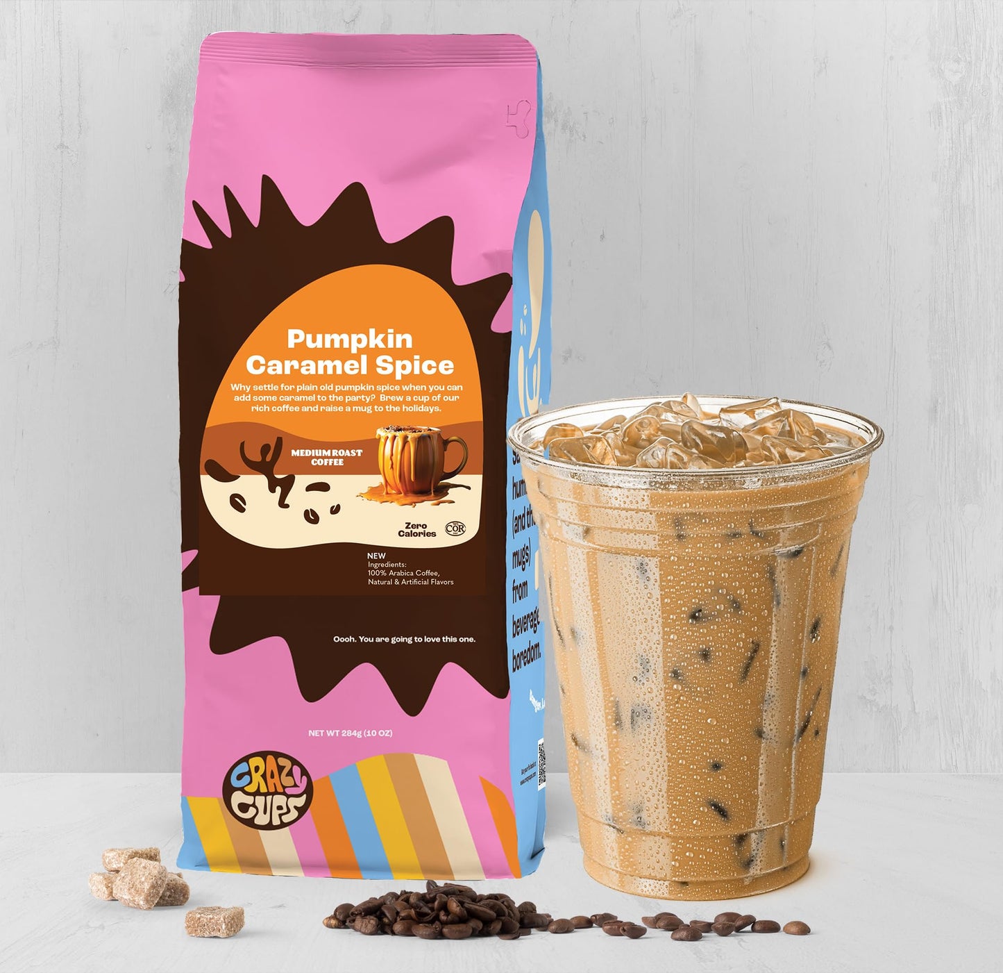 Crazy Cups Flavored Ground Coffee Variety Pack, 10 oz Bags, Includes Cinnamon French Toast, Caramel Vanilla, Pumpkin Caramel Spice, Pack of 3