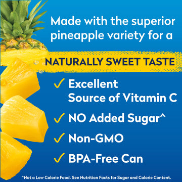 Dole Tropical Gold Pineapple Chunks in 100% Juice, Gluten Free, 15.25 Oz, 12 Count