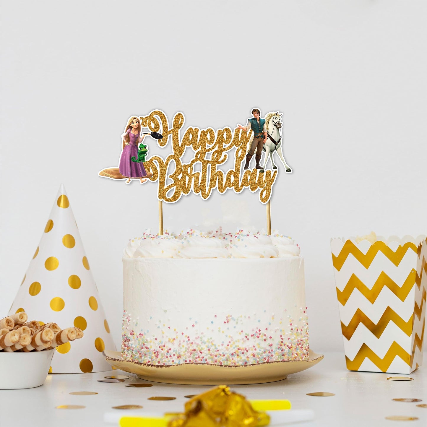 Rapunzl Happy Birthday Cake Topper - Birthday Decorations.