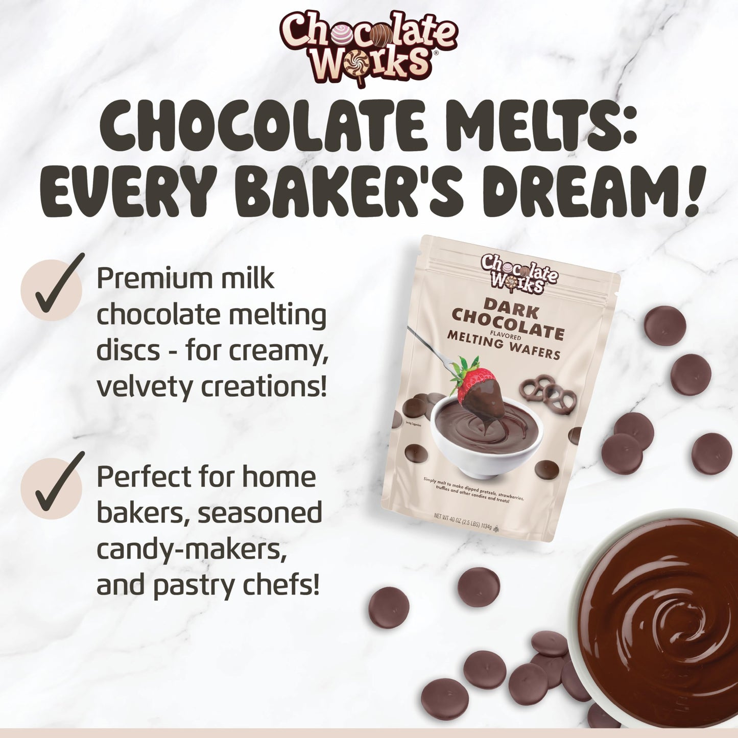 Chocolate Works Melting Chocolate Parent (1.0 Lb (Pack Of 5), Dark Chocolate)