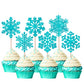 YCTHUNFISH Snowflake Cupcake Toppers, 24 Pack, Glitter Paper Decorations for Winter, Blue