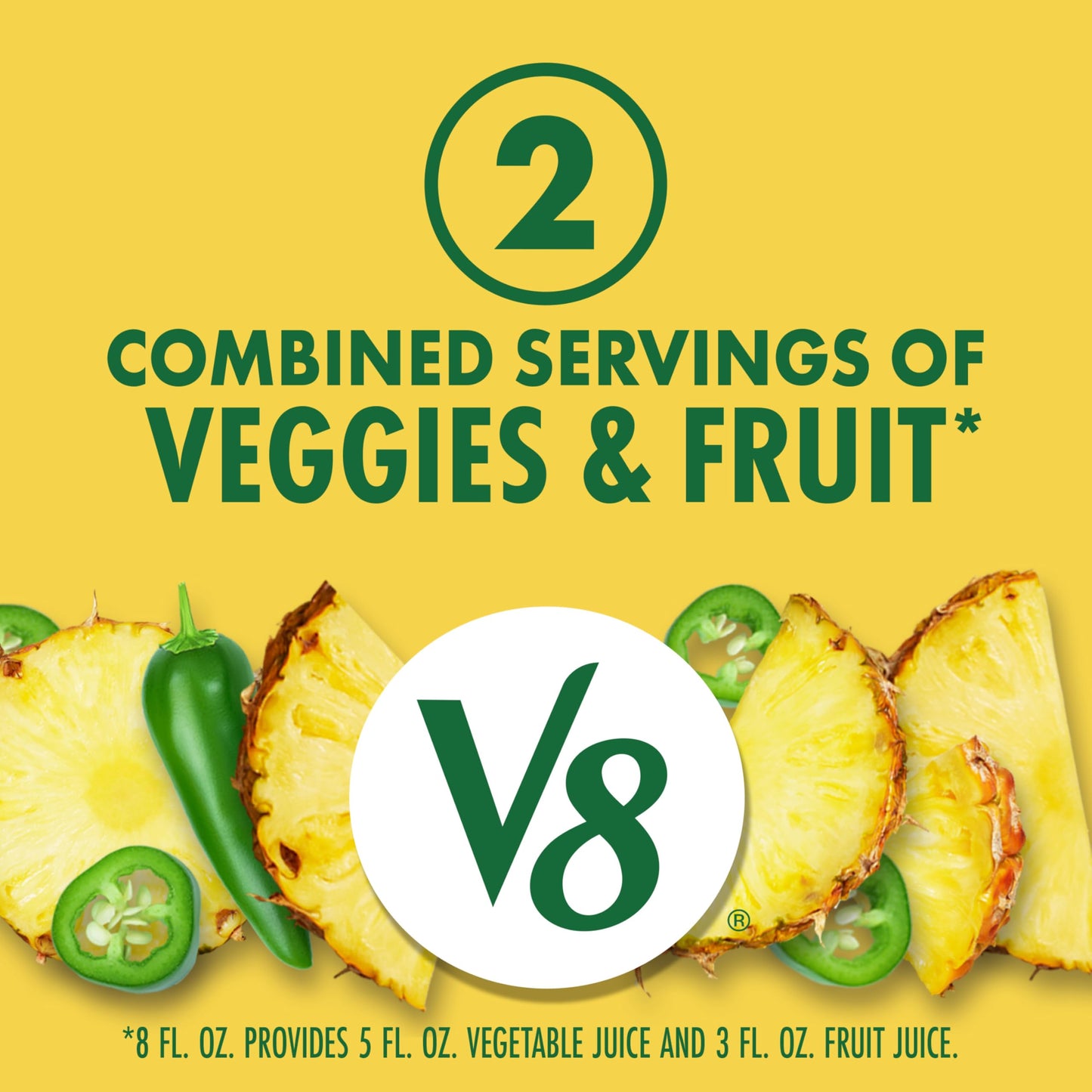 V8 Pineapple Jalapeno 100% Fruit and Vegetable Juice, 8 fl oz Can (6 Pack)