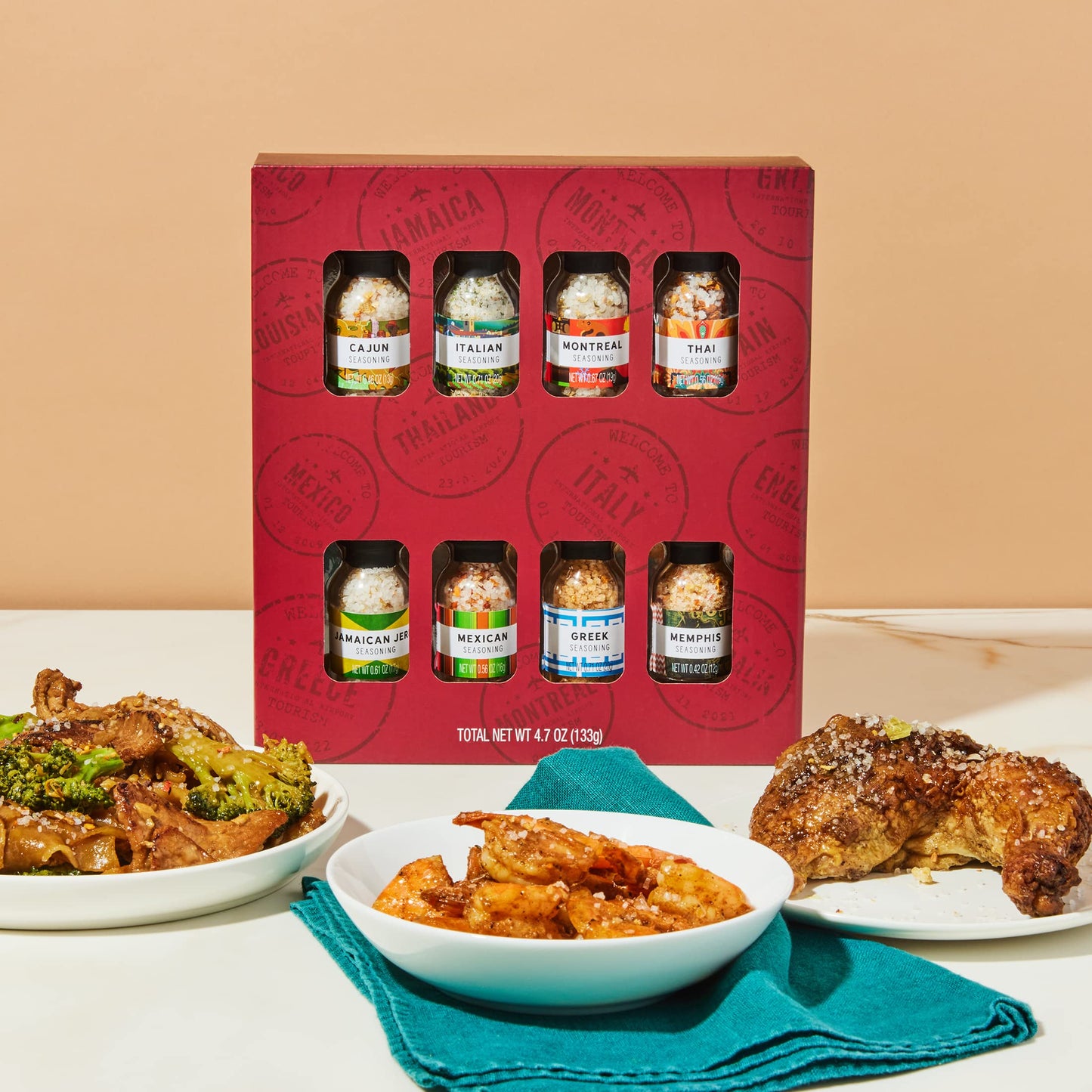 Thoughtfully Gourmet, Global Spice Collection Gift Set, International Seasonings Set, Flavors Include Greek, Italian, Mexican, Cajun Seasoning & More, Spice Set Of 8