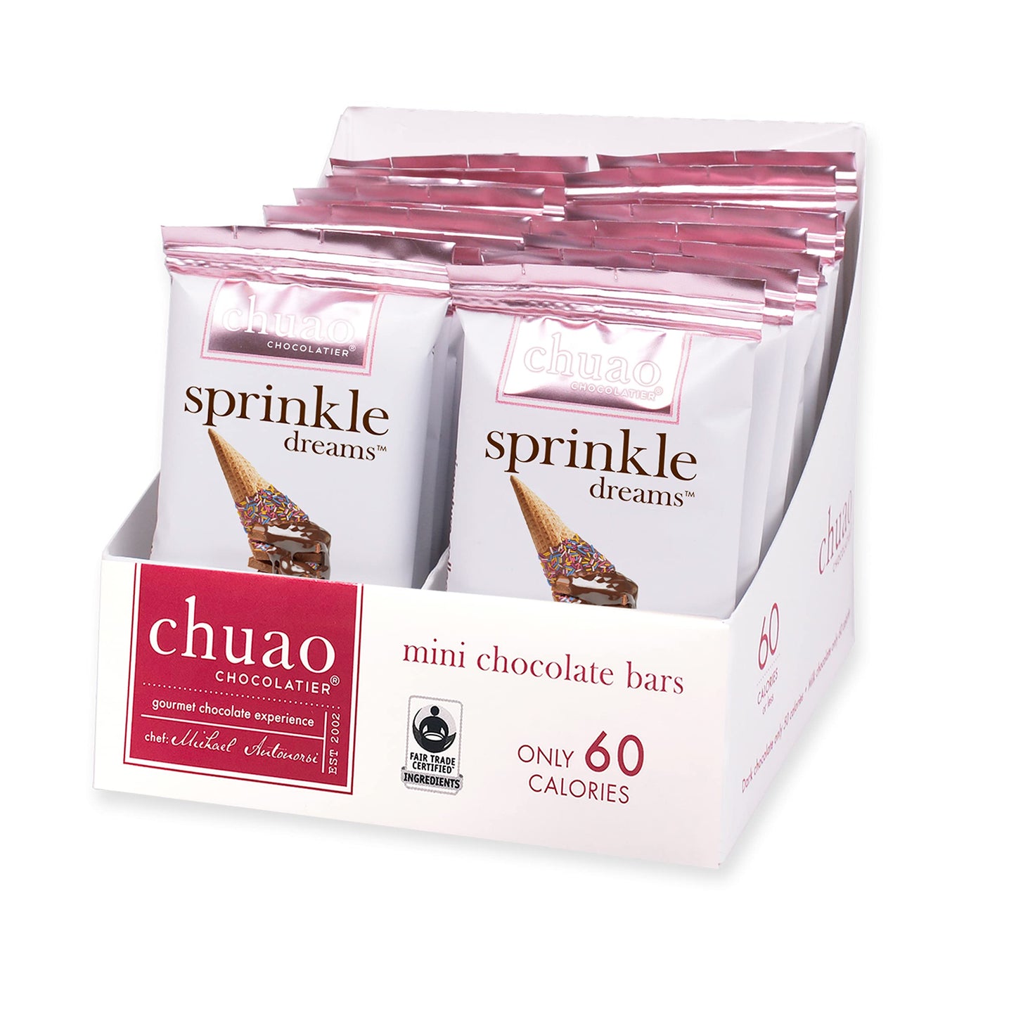 Chuao Chocolatier Sprinkle Dreams Milk Chocolate Mini Bars | Gourmet Chocolate Artisan European No Preservatives | For Gift Baskets, Christmas, Valentines Day, Gifts For Women, Men, Birthday, Thank You, Care Package | 24 Pack