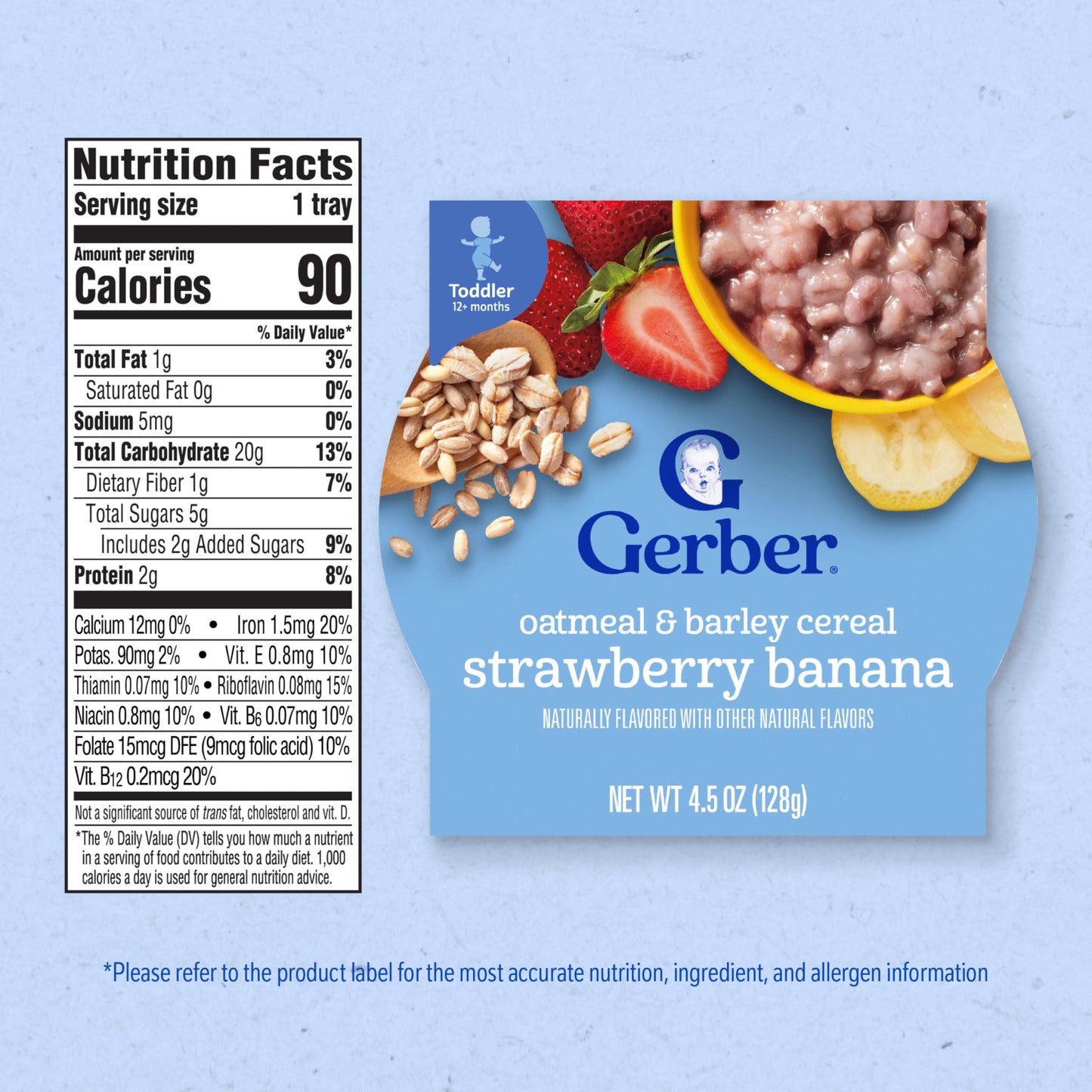 Gerber Toddler Food, Oatmeal And Barley Strawberry Banana Cereal, Iron Helps Support Brain Development, Toddler Oatmeal