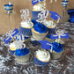 DOMOO OF DREAMS Graduation Cupcake Toppers 24 PCS Blue Silver Glitter Diploma Cap School Colors