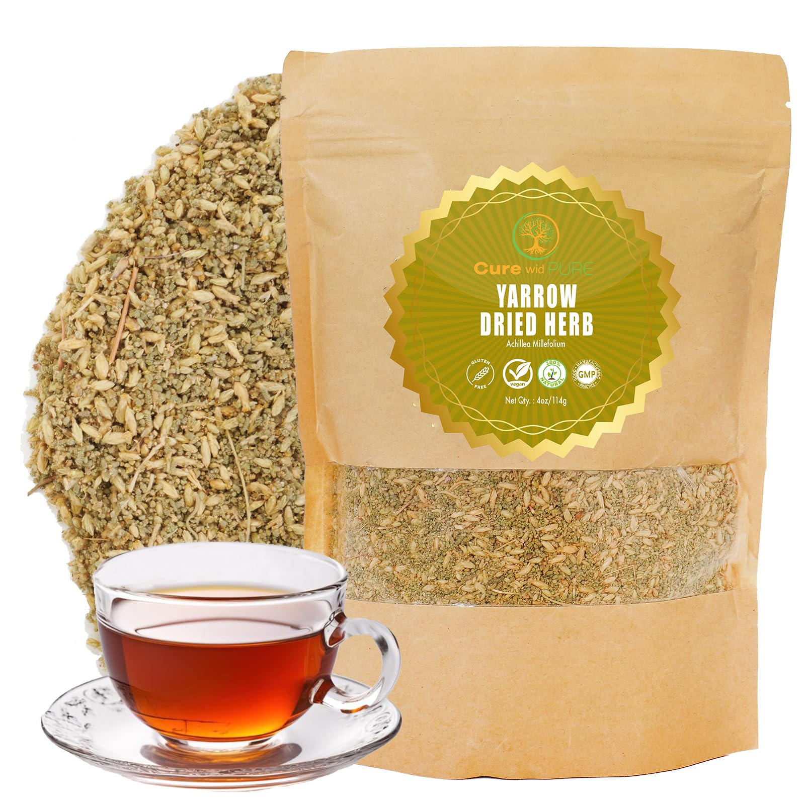 Supports Wellness Wid Pure Organic Dried Yarrow Herb - 4 Oz Non-Gmo Cut & Sifted Yarrow Flower - Organic Yarrow Tea For Wellbeing