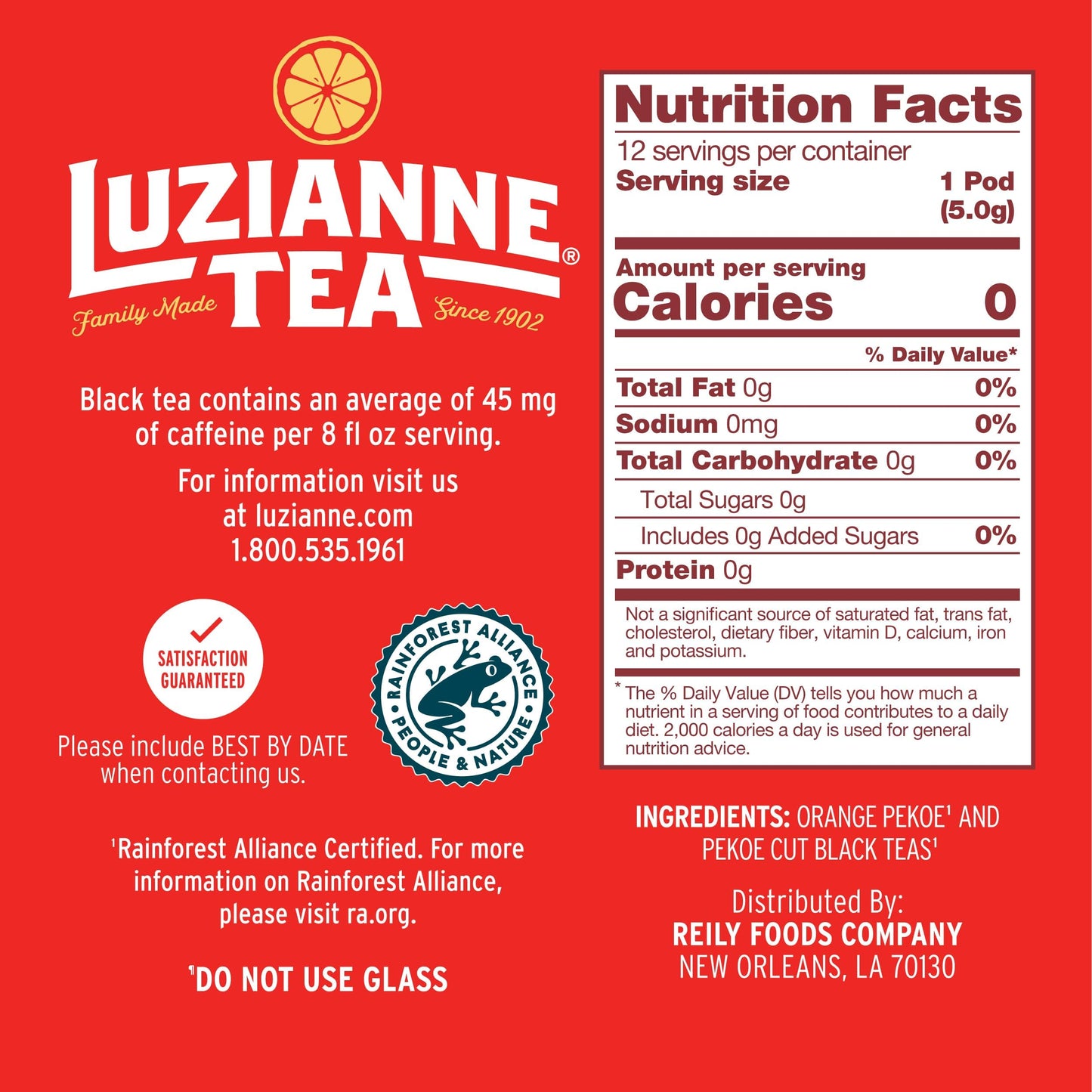 Luzianne Unsweetened Iced Tea Single Serve Pods, 12ct Box (Pack of 6)