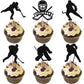 Rsstarxi Hockey Cupcake Toppers - 24 Pack Cake Decorations - Paper - Black - Model XM545-black