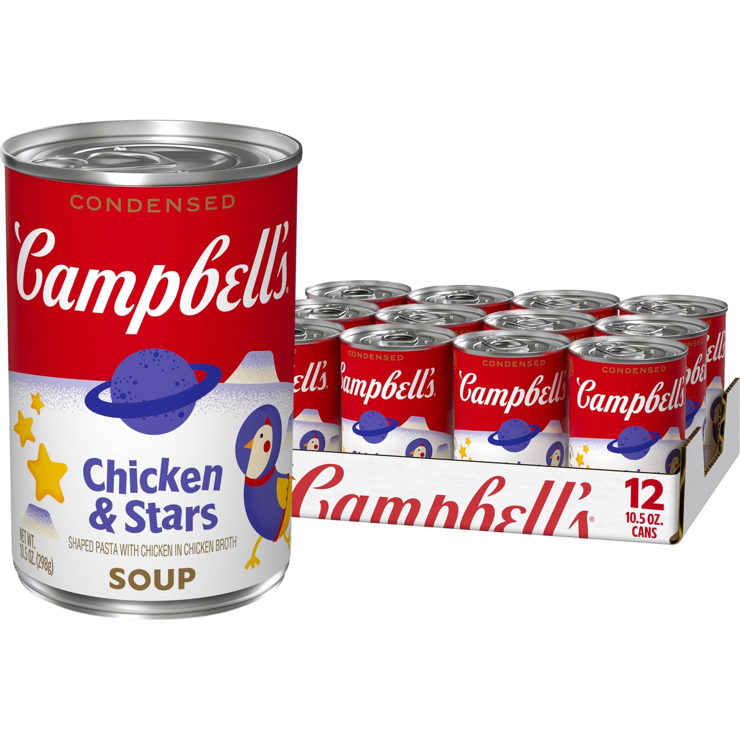 Campbell'S Condensed Kids Soup, Chicken & Stars Soup, 10.5 Ounce Can (Pack Of 12) (Packaging May Vary)
