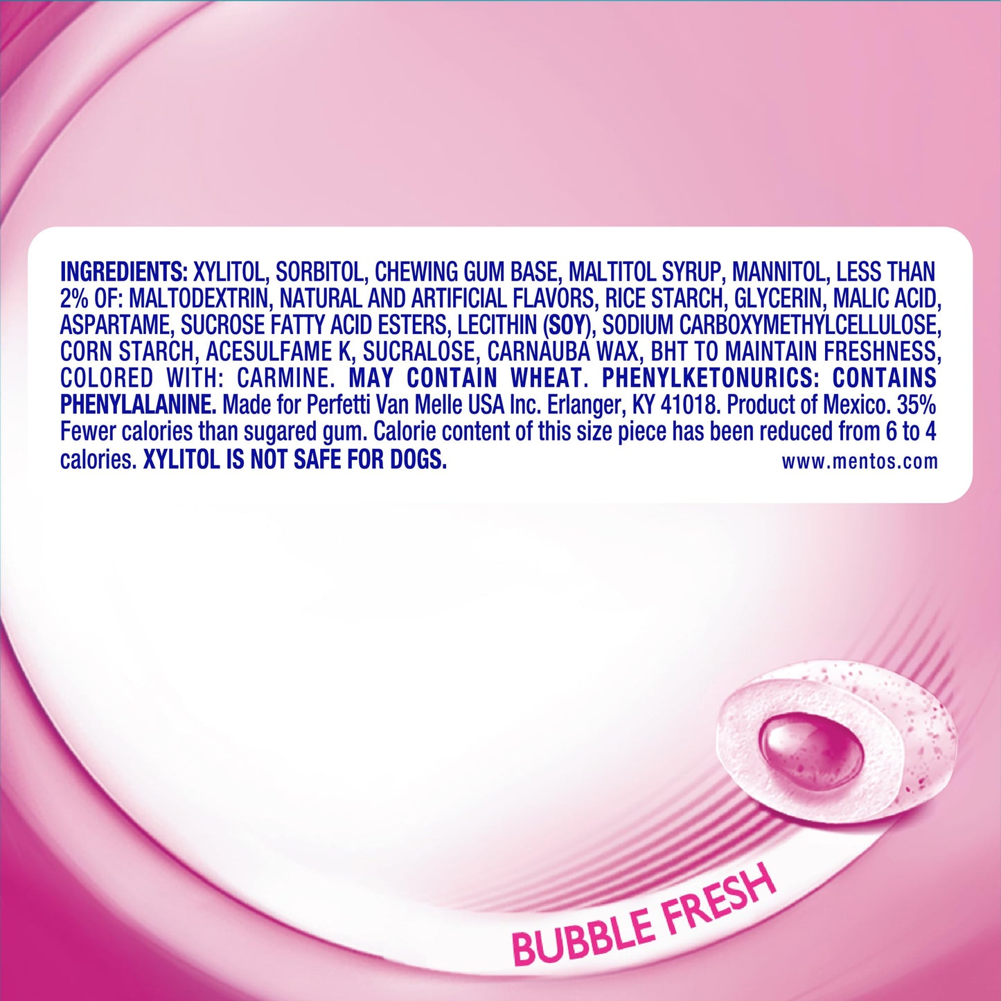 Mentos Pure Fresh Spring Edition Sugar-Free Chewing Gum With Xylitol, Bubble Fresh Flavor, Easter, Bunny Bottle, 50 Piece Bottle