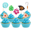 Jevenis 30 Pcs Glittery Moana Inspired Cupcake Toppers Moana Cake Toppers Hawaiian Birthday Party Decoration For Tropical Luau S