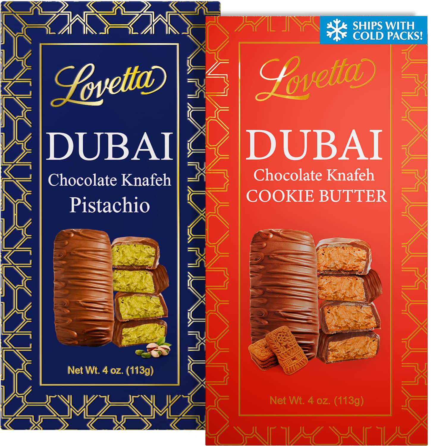 Lovetta Dubai Chocolate Bar Variety Pack  Pistachio & Cookie Butter Knafeh - Luxury Rich Milk Chocolate  Individually Wrapped Fresh  enhanced Pistachio Cream & Cookie Butter Kataifi Filling Halloween Candy