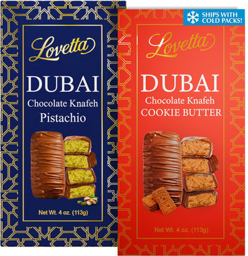 Lovetta Dubai Chocolate Bar Variety Pack  Pistachio & Cookie Butter Knafeh - Luxury Rich Milk Chocolate  Individually Wrapped Fresh  enhanced Pistachio Cream & Cookie Butter Kataifi Filling Halloween Candy