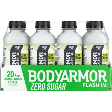 BODYARMOR Flash I.V. Zero Sugar Electrolyte Beverage, Lemon Lime, Hydration Drink For Rapid Rehydration, Post Workout Recovery, 