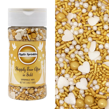 Mystic Sprinkles Wedding/Bridal Sprinkles Mixes (Happily Ever After in Gold Sprinkle Mix 3.6oz)