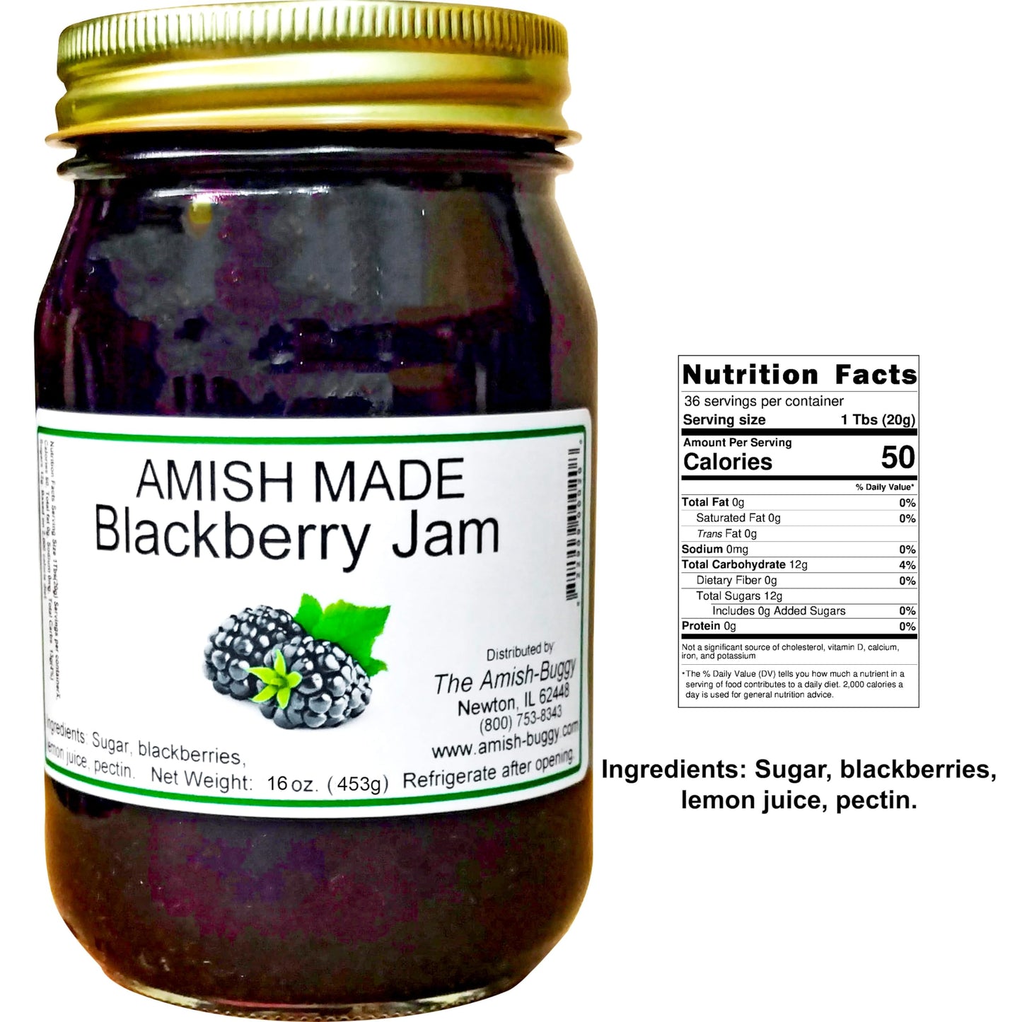 Amish Blackberry Jam - Two 18 Oz Jars