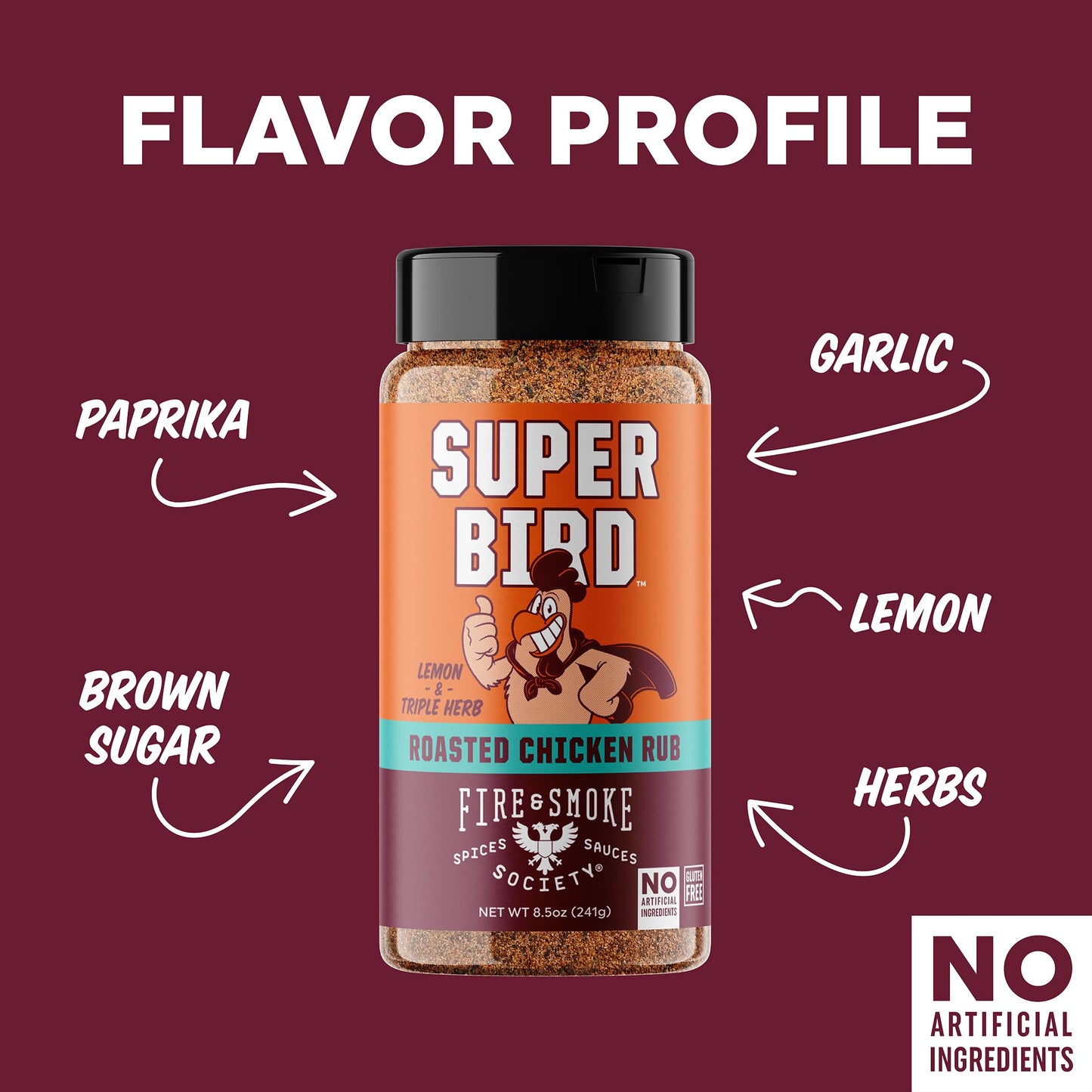 Fire & Smoke Society Super Bird Poultry Seasoning | Bbq Seasoning For Smoky Aroma And Grilling Meat | Poultry, Chicken, Turkey, Dry Bbq Rubs And Spices | Paprika, Coriander, Thyme, Oregano, Lemon | Large (2-Pack)