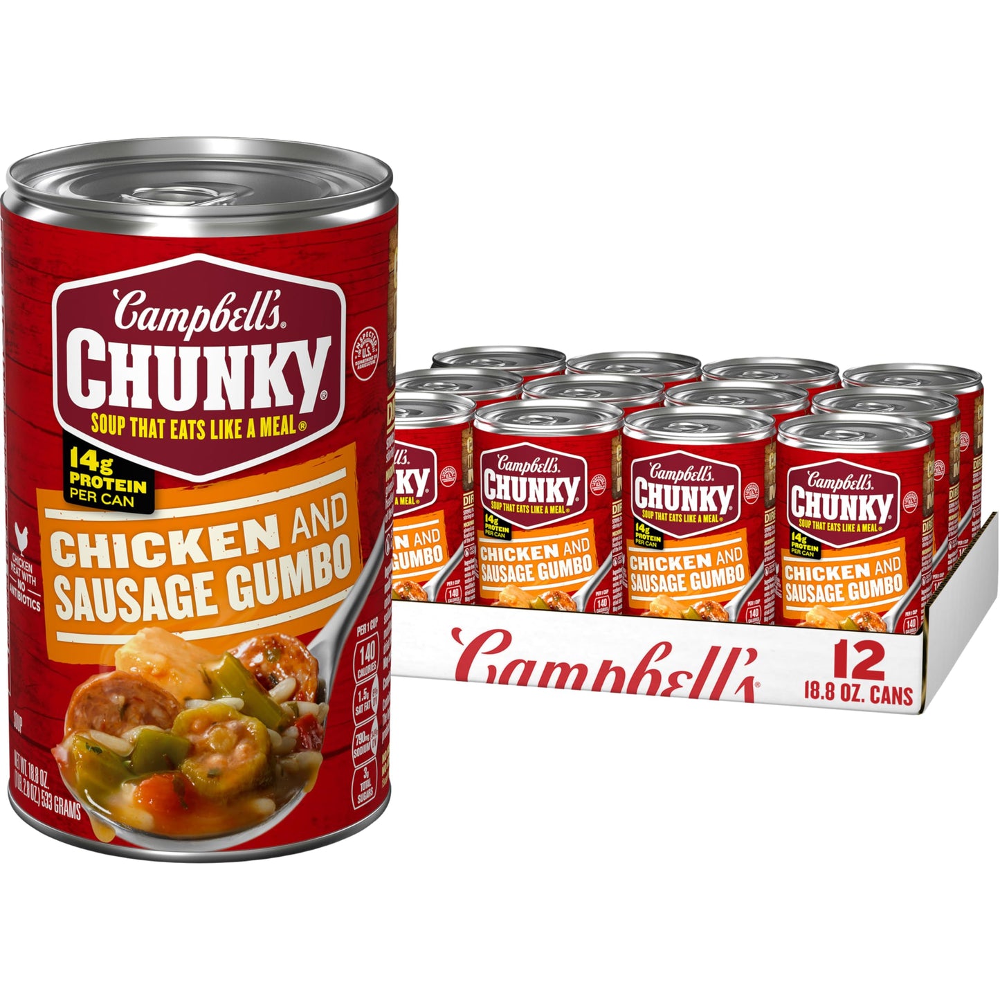 Campbells Chunky Soup, Chicken and Sausage Gumbo, 18.8 oz Can (Case of 12)
