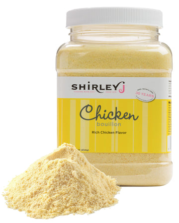 Chicken Flavored Bouillon Powder 1 LB. | Concentrated Vegetarian Chicken Flavored Bouillon | enhanced Gourmet Grade | For Soup  Stew  Broth  Gravy  Curry & More (Chicken) Shirley J
