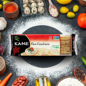 Ka-Me Sesame Rice Crackers 3.5 Oz, Authentic Asian Ingredients, Certified Gluten-Free, No Artificial Flavors/Colors, Non Gmo - (