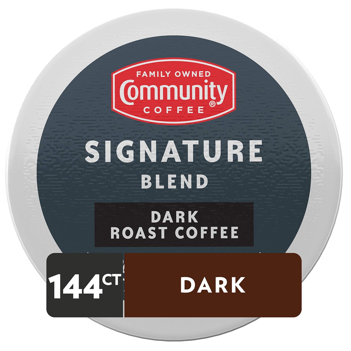 Community Coffee Signature Blend Dark Roast Coffee Pods, 144 Count, Compatible with Keurig 2.0, Pack of 4