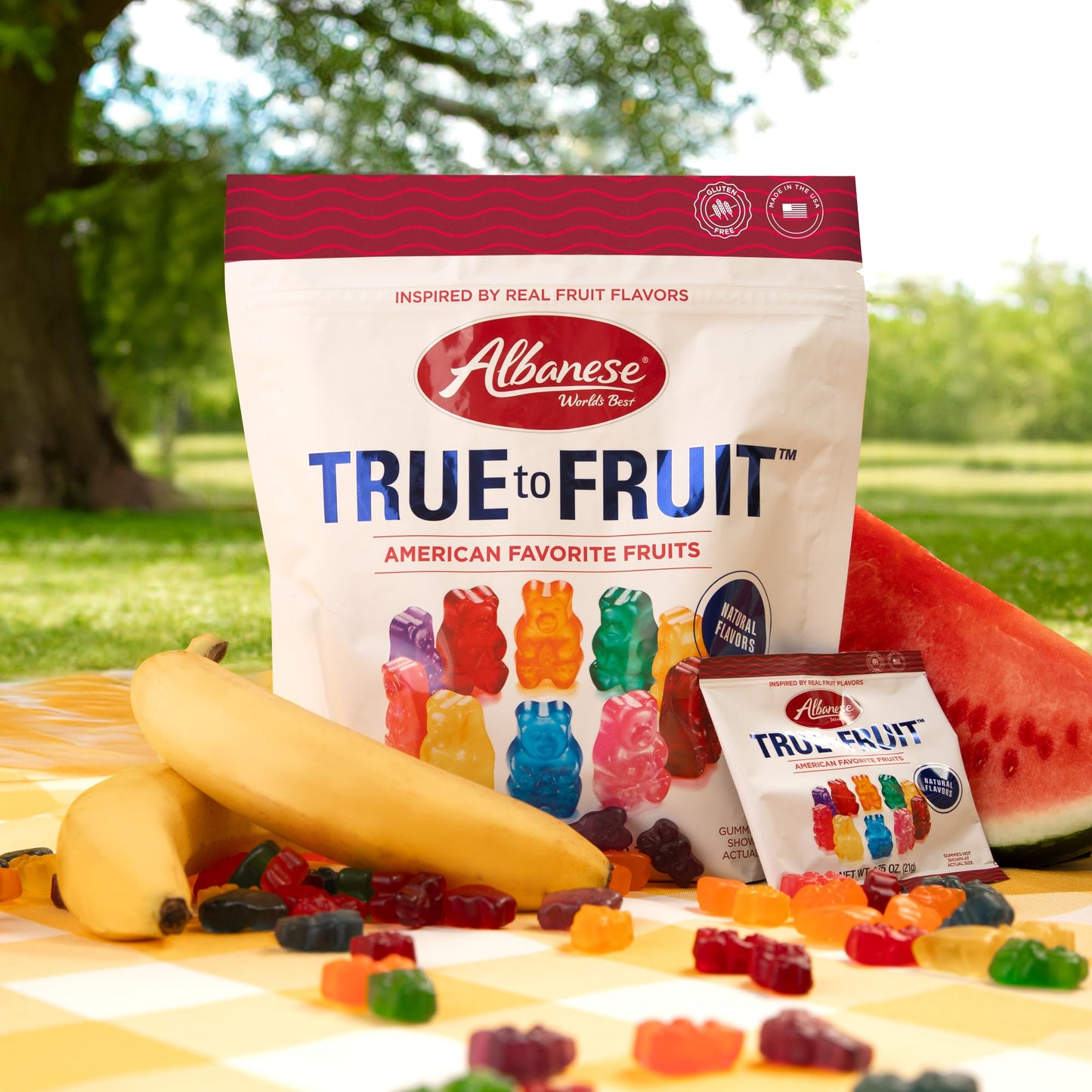 Albanese World'S Best True To Fruit - American Favorite Fruits Gummies, Candy, 25Oz Bag, Soft & Chewy Candy Snack, Fruity Flavor